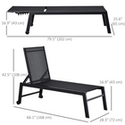 Outsunny Patio Chaise Lounge Chair with 5-Position Backrest - Black-Mesh sling fabric offers excellent breathability