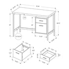 Monarch Specialties 7150 48" Computer Desk - Dark Taupe/Silver Metal-Reversible configuration allows for left or right set-up to customize to your needs and create a functional workspace; finished on all sides to place anywhere in a room.