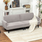 HOMCOM Modern 3 Seater Corduroy Sofa Couch with Rubberwood Legs - Light Grey-Sofa uses s-springs and elastic bands for supportive, comfortable seating