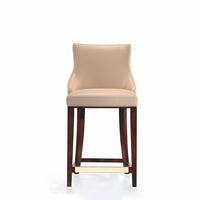 Manhattan Comfort Shubert 22.64" Modern Leatherette Upholstered Counter Stool - Tan-Modern Counter Stool with Backseat Perfect for Counter and Kitchen Use