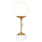 Hudson&Canal Reagan 17.75" Tall Table Lamp with Glass Shade - Brass/ White Marble/White Milk-Modern and contemporary design for your living room, workspace, or bed side table