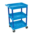 Luxor Polyethylene 3-Shelf Tub Cart - 24" x 18" - Blue-Multipurpose utility cart