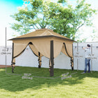 Outsunny 11 ft W x 11 ft L Pop-Up Gazebo with Double Roof Carrying Bag - Beige-With breathable mesh curtains and a top, pesky-winged intruders will be kept at bay