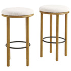 Modway Fable Boucle Fabric Bar Stools - Oak Ivory - Set of 2-30 Inch Bar Stools - Set of 2