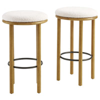 Modway Fable Boucle Fabric Bar Stools - Oak Ivory - Set of 2-30 Inch Bar Stools - Set of 2