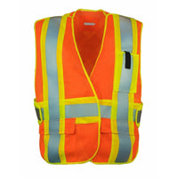 Forcefield 5-Point Tear-away Hi Vis Mesh Traffic Safety Vest - One-Size-Traffic
