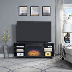 Manhattan Comfort Brighton 60" Modern Fireplace - Black and Onyx - Set of 2-Recommended for up to a 56" TV