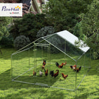 PawHut 75" H Outdoor Metal Chicken Coop with Cover and Lockable Door-Galvanized steel tubing ensures a solid structure 