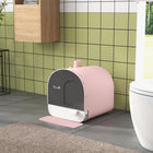 PawHut Cat Litter Box with Lid, Removable Tray, Scoop and Filter - Pink-Features a filter to stop smells from escaping 