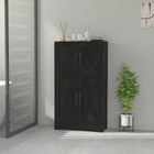 HOMCOM 23.6" L Farmhouse Kitchen Pantry Cabinet - Black Wood Grain-Two adjustable shelves customize storage options