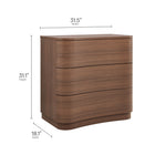 Modway Mirae 3-Drawer Curved Compact Dresser - Brushed Brown Oak-Sculpted Curved Drawer Fronts