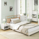 HOMCOM Nightstand with Fluted Panel - White-Under mounted slide ensures smooth drawer movement