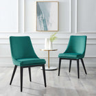 Modway Viscount Performance Velvet Dining Chair - Teal-Black Rubberwood Legs