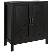HOMCOM 31.5" L Farmhouse Kitchen Storage Cabinet - Black-Modern farmhouse style with a barn door design and wood grain finish