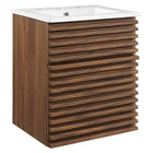 Modway Render 18" Wall-Mount Bathroom Vanity - Walnut/White-Mid-Century Modern Vanity