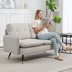 HOMCOM 55" Loveseat Sofa with Tufted Back - Cream White-Button tufting on the back cushion adds a touch of luxury to your home 