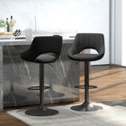 HOMCOM Adjustable Counter Height Swivel Bar Stools - Black - 2 Pack-Linen fabric upholstery and curved backrest provide optimal comfort
