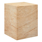 Modway Jordana Square Plinth Indoor/Outdoor Patio Concrete Side Table - Travertine-Versatile Indoor/Outdoor Accent Table