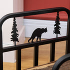 Outsunny Firewood Rack with Bear and Pine Tree Design - Log Holder - Black-Large capacity, can store up to 110 lb (50 kg) of firewood