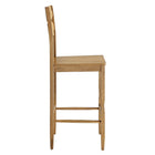 Modway Jax Oak Wood Bar Stool With Wavy Razor Back - Weathered Oak-Sturdy Side Stretchers