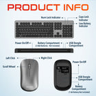 Delton K100 Wireless Slim Keyboard and Mouse Set - Silver-The keyboard has measures 17.28" x 5.31" x 0.9" offering a compact and ergonomic design