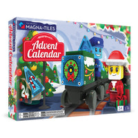 Magna-Tiles Advent Calendar 34-Piece Magnetic Construction Set -What’s Included: 34 new holiday-themed MAGNA-TILES, including a Santa and Conductor figure as well as a microChassis