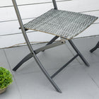 Outsunny 3 Pcs Rattan Outdoor Bistro Set - Grey-Cup, magazines, books, tea and coffee can be placed on table for easy access  
