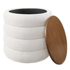 Modway Mezzo Round Boucle Fabric Storage Ottoman - Cloud-7