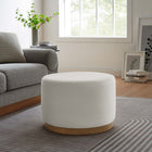 Modway Tilden Large 23" Round Performance Velvet Upholstered Ottoman - Alabaster/Natural-Dense Foam Padding