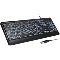 Delton KB20 Large Button Keyboard with Backlight - Black-This keyboard is equipped with a wired USB Type-A connection, ensuring a reliable and secure link to your computer