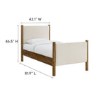 Modway Maven Twin Size Fabric Upholstered Platform Bed - Ivory Walnut-8