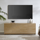 Hudson&Canal Desmond TV Stand for TV's up to 78" - Light Oak-Constructed of sturdy MDF materials in a handcrafted light oak finish