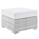 Modway Convene Outdoor Ottoman - Light Grey/White-Synthetic Rattan Weave