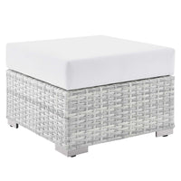 Modway Convene Outdoor Ottoman - Light Grey/White-Synthetic Rattan Weave
