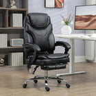 Vinsetto PU Leather Heated Massage Office Chair with Vibration - Black-Curved backrest and thick padded seat provide extra support