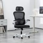 HOMCOM Ergonomic Mesh Office Chair with Lumbar Support - Black-Lumbar support adjusts forward/backward for tailored back comfort