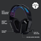 Logitech 981-000971 G535 LIGHTSPEED Wireless Gaming Headset - Black-All-Day Comfort: Comfortable soft memory foam ear cups and sports mesh material are great for extended use