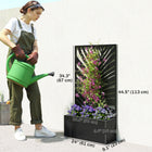 Outsunny Metal Raised Planter Box with 44.5" H Trellis - 24" L x 9" W - Large Leaf Cut-Outs-Drainage slots prevent water accumulation, promoting plant health 