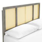 Modway Kelsea Cane and Wood Full Platform Bed with Splayed Legs - Grey-Weight Capacity: 600 lb
