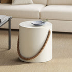 Modway Isera Indoor/Outdoor Patio Rope Concrete Side Table Stool - Light Grey-Non-Marking Leveling Feet