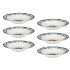Casa Domani Rosetta Antique Rim Soup Plate - 23cm - Blue - 6 Pack-Made of Porcelain with decals to enhance intricate detailing.