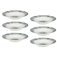 Casa Domani Rosetta Antique Rim Soup Plate - 23cm - Blue - 6 Pack-Made of Porcelain with decals to enhance intricate detailing.