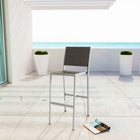 Modway Shore Outdoor Patio Aluminum Armless Bar Stool - Silver Gray-Plastic Wood Accent Paneling