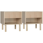 HOMCOM Modern Nightstand with Drawer and Open Shelf - Natural Wood - Set of 2-Natural wood tone highlights for your home décor