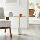 Modway Lyric Round Side Table - White Brass-8-inch High Cylinder Base