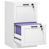 HOMCOM 2-Drawer Vertical Office Filing Cabinet - White-Two drawers offer large storage yet maintain a compact size
