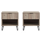 Manhattan Comfort DUMBO 20.07" Modern 1-Drawer Nightstand 2-Piece Set - Rustic Grey-Modern-Contemporary with a taste of Glam - Nightstand for Bedroom and Living Room Use. Set of 2