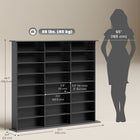 HOMCOM 8-Tier Media Storage Cabinet - Black-Stylish unit doubles as decor display for ornaments or plants