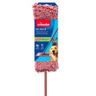 Vileda Pet Pro Microfibre Hair & Dust Mop Refill - Pink-XL trapezoid mop head easily reaches into corners and glides under furniture to capture hair where pets frequent most