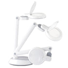 OttLite Space-Saving LED Magnifier Desk Lamp - Clearsun - White-Articulating arm with pivoting head